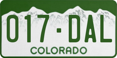 CO license plate 017DAL
