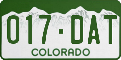 CO license plate 017DAT