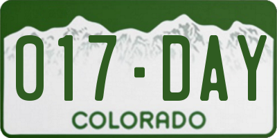 CO license plate 017DAY