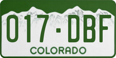CO license plate 017DBF