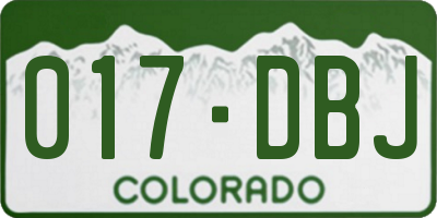 CO license plate 017DBJ