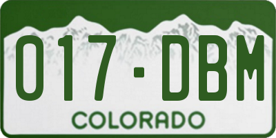 CO license plate 017DBM
