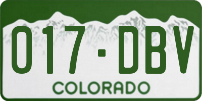 CO license plate 017DBV