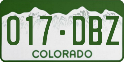 CO license plate 017DBZ