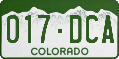 CO license plate 017DCA