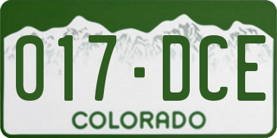 CO license plate 017DCE