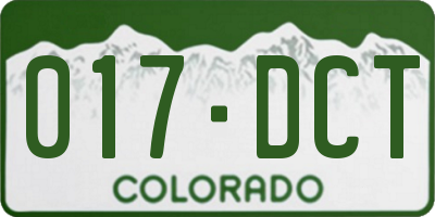 CO license plate 017DCT