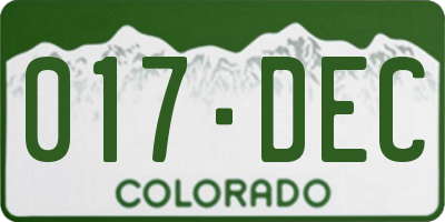 CO license plate 017DEC
