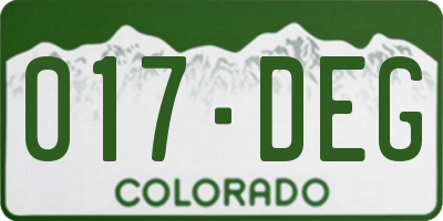 CO license plate 017DEG