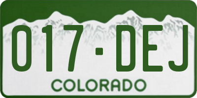 CO license plate 017DEJ
