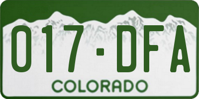 CO license plate 017DFA