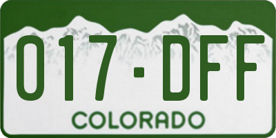 CO license plate 017DFF