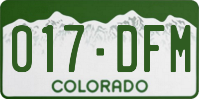 CO license plate 017DFM