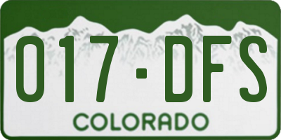 CO license plate 017DFS