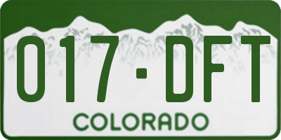 CO license plate 017DFT