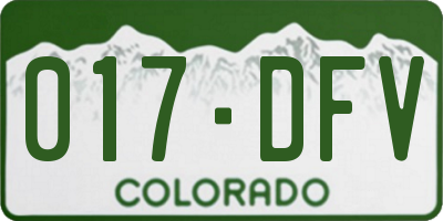 CO license plate 017DFV