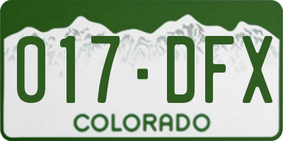 CO license plate 017DFX