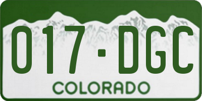 CO license plate 017DGC