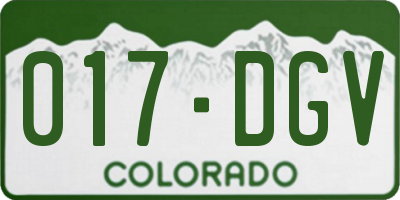 CO license plate 017DGV