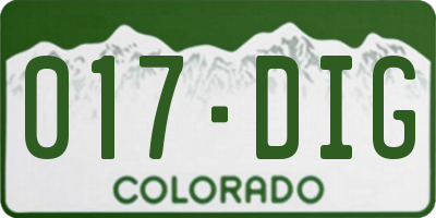 CO license plate 017DIG