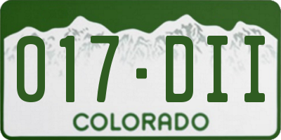 CO license plate 017DII