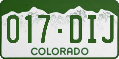 CO license plate 017DIJ