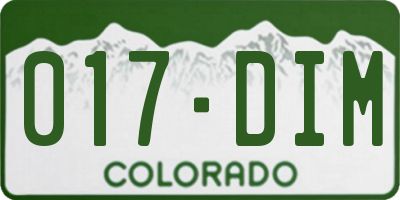 CO license plate 017DIM