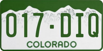CO license plate 017DIQ