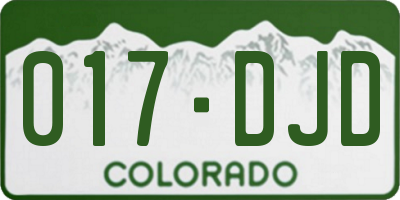 CO license plate 017DJD
