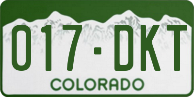 CO license plate 017DKT