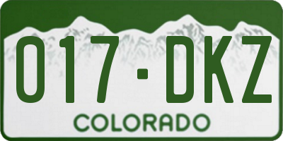 CO license plate 017DKZ