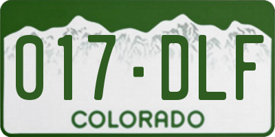 CO license plate 017DLF