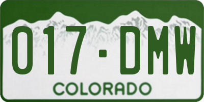 CO license plate 017DMW