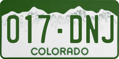 CO license plate 017DNJ