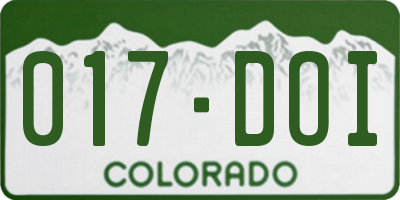 CO license plate 017DOI
