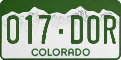 CO license plate 017DOR