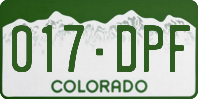 CO license plate 017DPF
