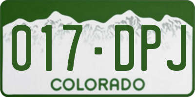 CO license plate 017DPJ