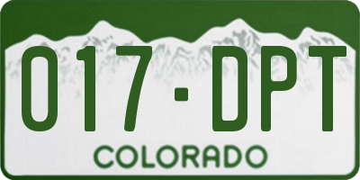 CO license plate 017DPT