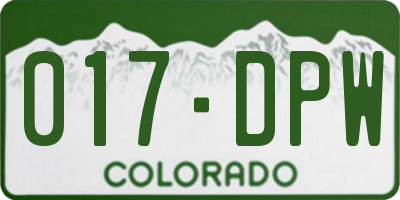 CO license plate 017DPW