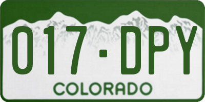 CO license plate 017DPY