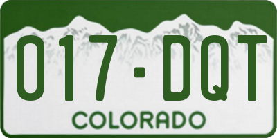 CO license plate 017DQT