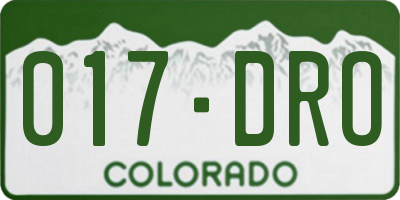 CO license plate 017DRO