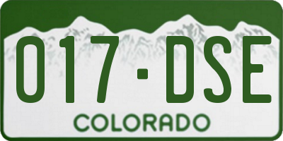 CO license plate 017DSE