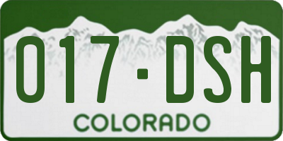 CO license plate 017DSH