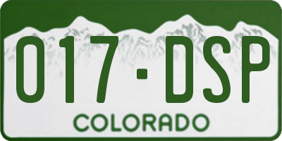 CO license plate 017DSP