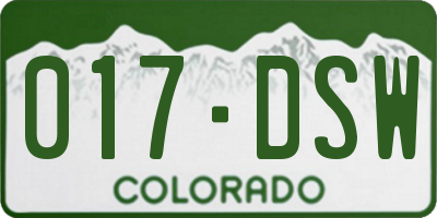 CO license plate 017DSW
