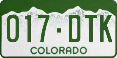 CO license plate 017DTK