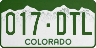 CO license plate 017DTL