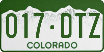 CO license plate 017DTZ